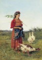 a girl with geese 1875 Vladimir Makovsky Russian